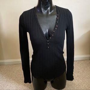 FREE PEOPLE We The Free V Neck Long Sleeve Top